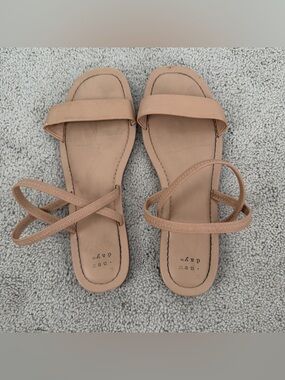 a new day Tan Strappy Flat Sandals